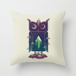 Night Owl Throw Pillow | Runes, Geometry, Circles, Owl, Paint, Curated, Star, Moon, Symbolism, Nature 
