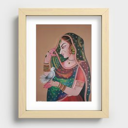 Mughal Lady with bird Recessed Framed Print