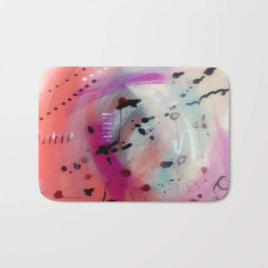 Alex - a bright acrylic and ink abstract pattern in pinks, blues, and purple Bath Mat
