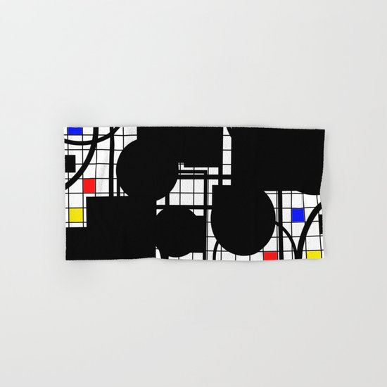 Colour Relationships - Black, white, red, yellow, blue, geometric abstract artwork Hand & Bath Towel