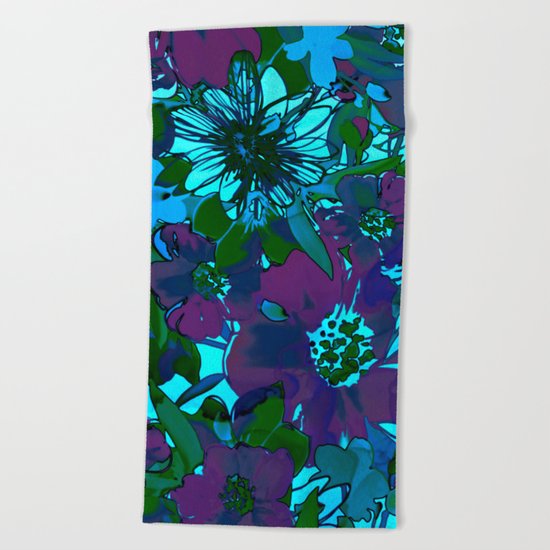 floral melodie in purple Beach Towel