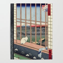 Utagawa Hiroshige Japanese Woodblock Cat Print Poster