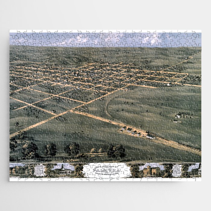 Palmyra-Missouri-1869 vintage pictorial map Jigsaw Puzzle