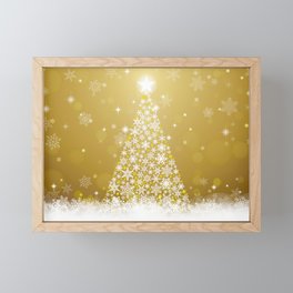 Gold Snowflakes Sparkling Christmas Tree Framed Mini Art Print
