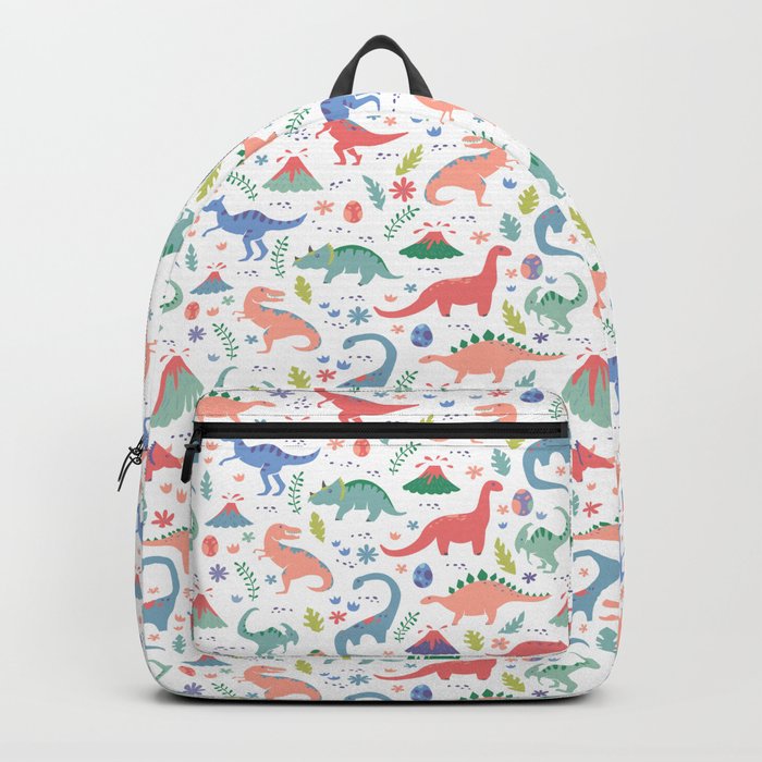 Dinos + Volcanoes - Coral Pink Backpack