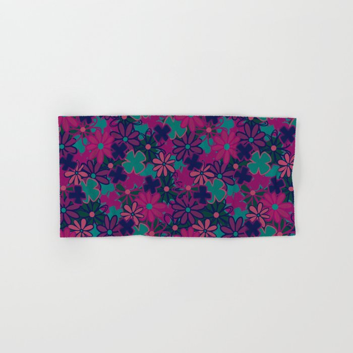 Daisy Patch with Teal, Pink and Navy Hand & Bath Towel