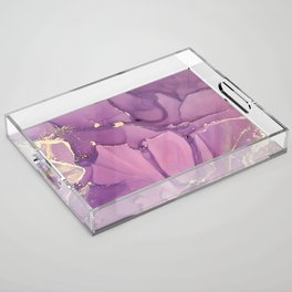 Purple  Glamour Alcohol Ink Marble Texture Acrylic Tray