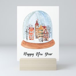 snow globe happy new year Mini Art Print