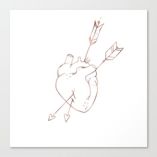 Cupid Heart in Pink Rose Gold Canvas Print