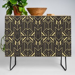 Vintage modern geometric tiles pattern. Golden lined shape. Abstract art deco seamless luxury background.  Credenza