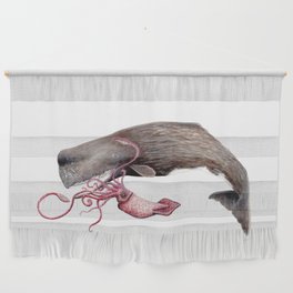 Epic battle between the sperm whale and the giant squid Wall Hanging