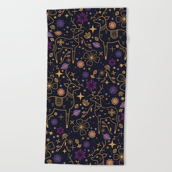 Jingle Bell Reindeer Beach Towel