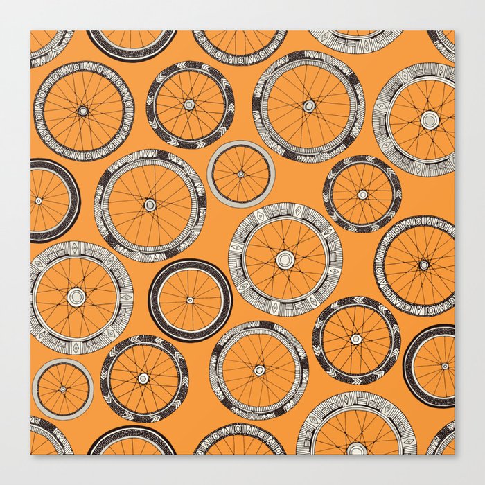 bike wheels amber Canvas Print