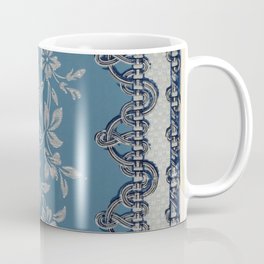 Blue pattern with white flowers - vintage old design Coffee Mug