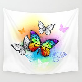 Design with Rainbow butterfly Wall Tapestry