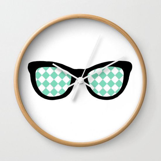 Mint Diamond Eyes Wall Clock