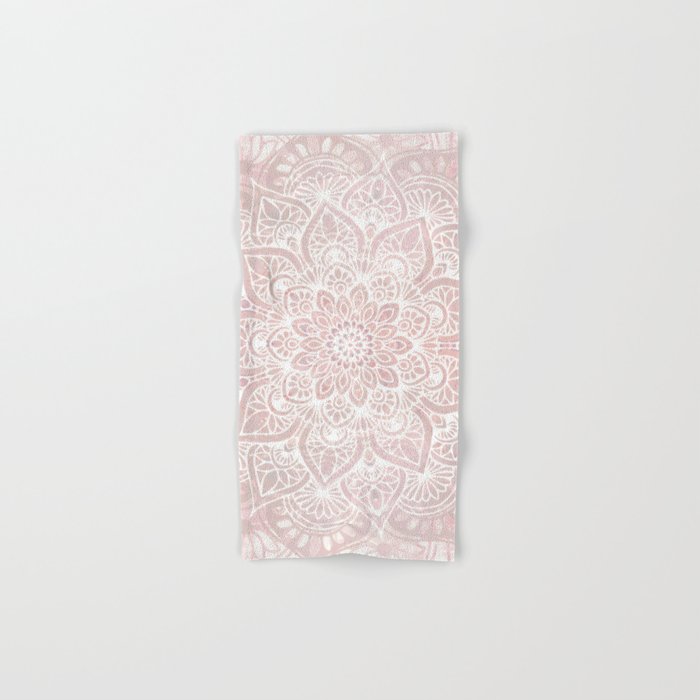 Mandala Yoga Love, Blush Pink Floral Hand & Bath Towel
