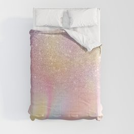 Modern Rainbow glitter ombre sparkles pastel holographic marble pattern Comforter