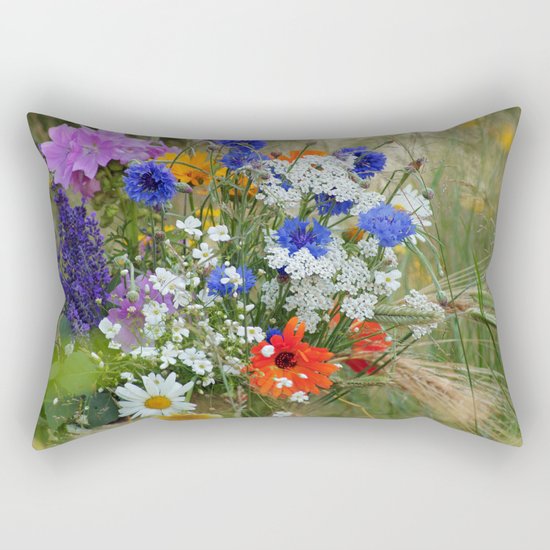 Wildflowers in a summer meadow Rectangular Pillow