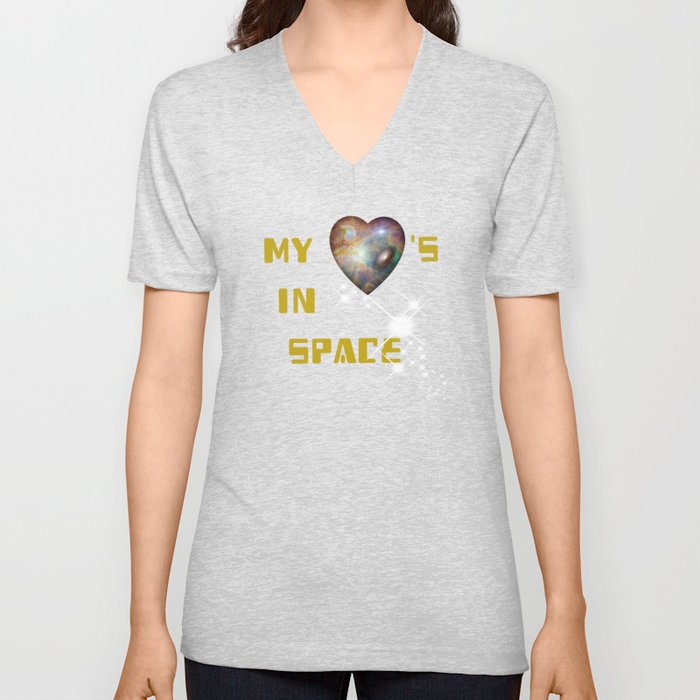 My Heart's In Space V Neck T Shirt