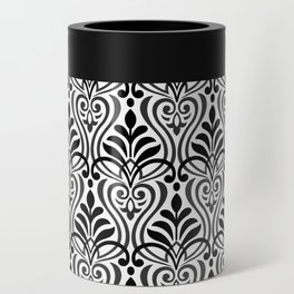 Art Nouveau Black & White Scroll Pattern Can Cooler