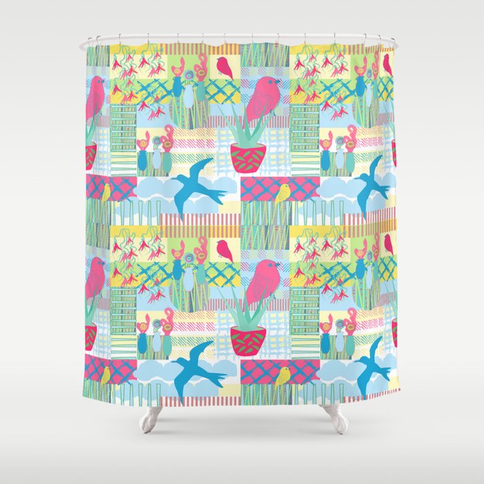  French Riviera Gardens and Song Birds Shower Curtain