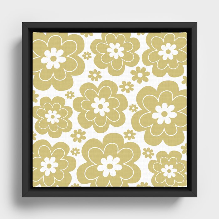 Retro Flower Pattern 603 Framed Canvas