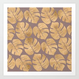 Brown Palm Leaf Pattern 07 Art Print