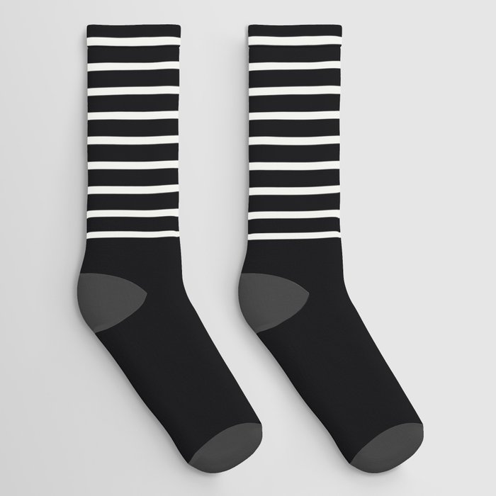 Black and White Rising Moon Boho Chic Minimalist Socks