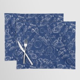 Blue and White Toys Outline Pattern Placemat