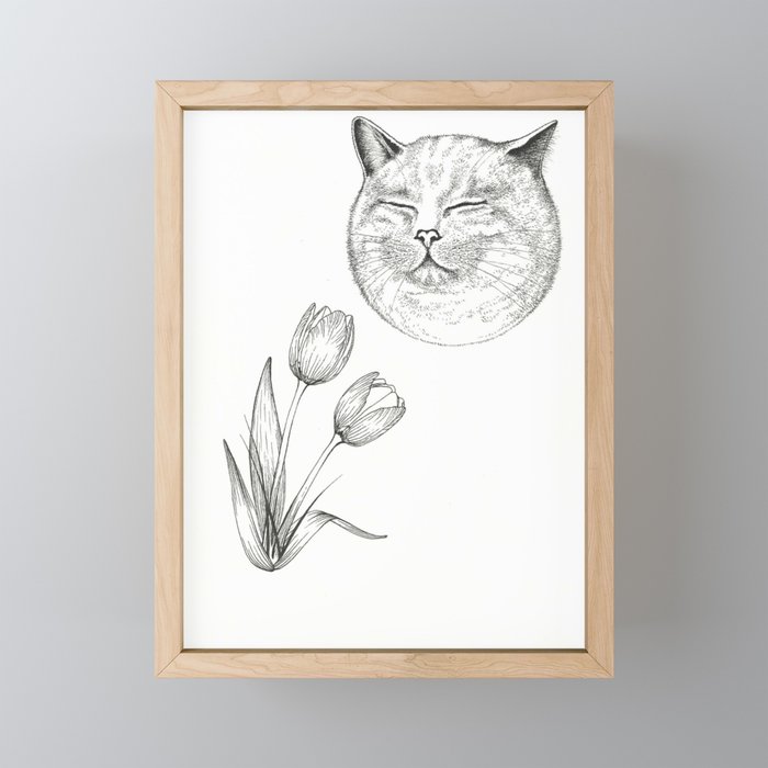Cat is God Framed Mini Art Print
