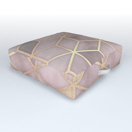 Gold blush grey Gradient cube Outdoor Floor Cushion