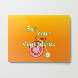 Vegetable Kitchen Decor Metal Print | Cucumber, Carrot, Vegetables, Tomatoe, Typography, Illustration, Graphicdesign, Eat, Stringbean, Healthy 
