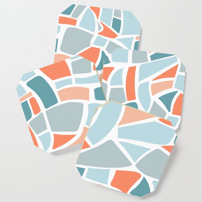 Abstract mosaic blue orange white Coaster