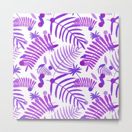 Purple tropical leaves pattern Metal Print