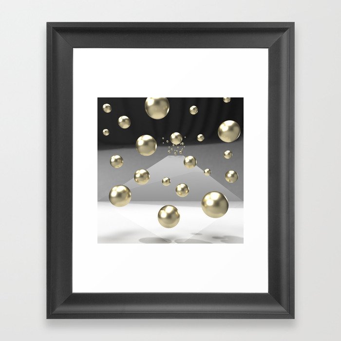 Abstract 3d balck and gold design Framed Art Print