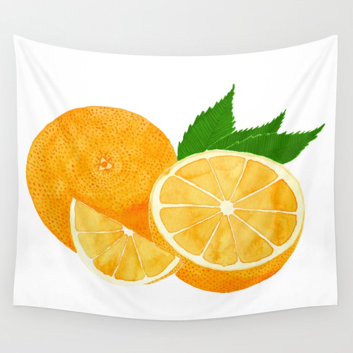 Delicious Watercolor Oranges Wall Tapestry