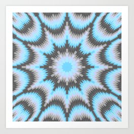 Blue Gray Slate Geometric Mandala Art Print