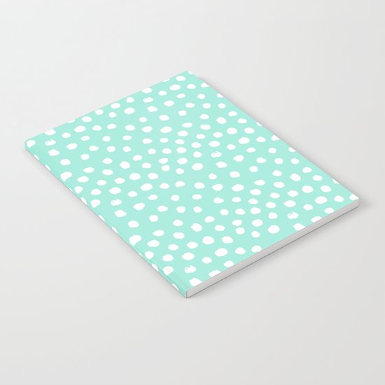 Preppy mint dots polka dots abstract minimal white brushstroke dot pattern print painting Notebook