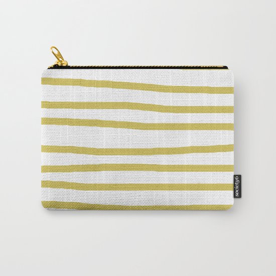 Simply Drawn Stripes Mod Yellow on White Carry-All Pouch