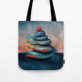Watercolor Cairn Balancing Stones - Mountain Trail Marker Tote Bag