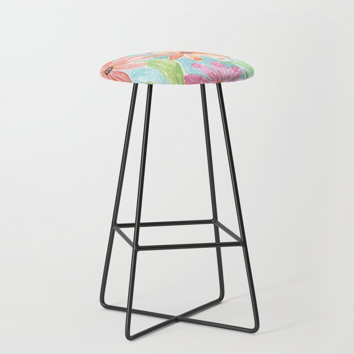 Watercolor Daisies Design Bar Stool