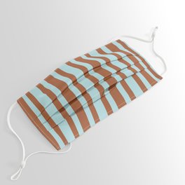 [ Thumbnail: Powder Blue & Sienna Colored Striped Pattern Face Mask ]