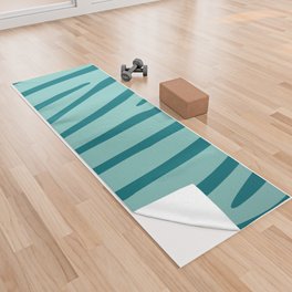 Abstract Zebra Stripes Pattern - Pearl Aqua and Skobeloff Yoga Towel