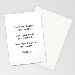 What you think you become, what you feel you attract motivational inspiring Buddha quote art print Stationery Card