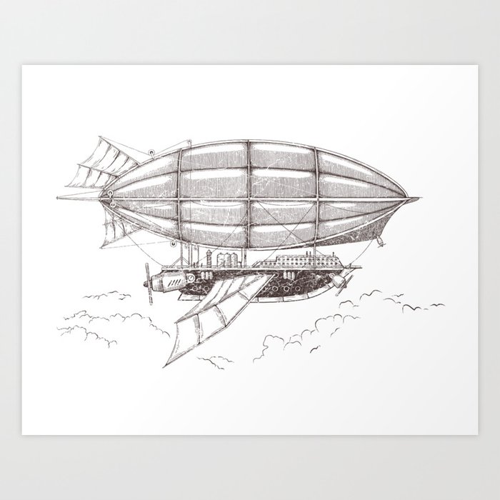 steampunk zeppelin drawing