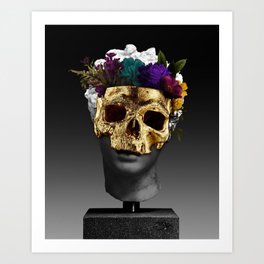 Golden Skull Sculpture Art Print