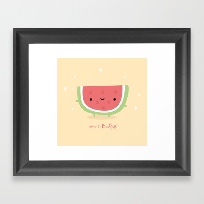Kawaii watermelon Framed Art Print