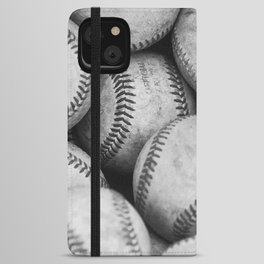 Baseballs Black & White Graphic Illustration Design iPhone Wallet Case