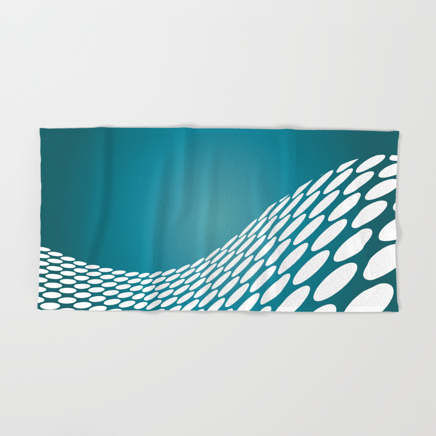 White Dots On A Blue Background Abstract Art Hand Bath Towel By